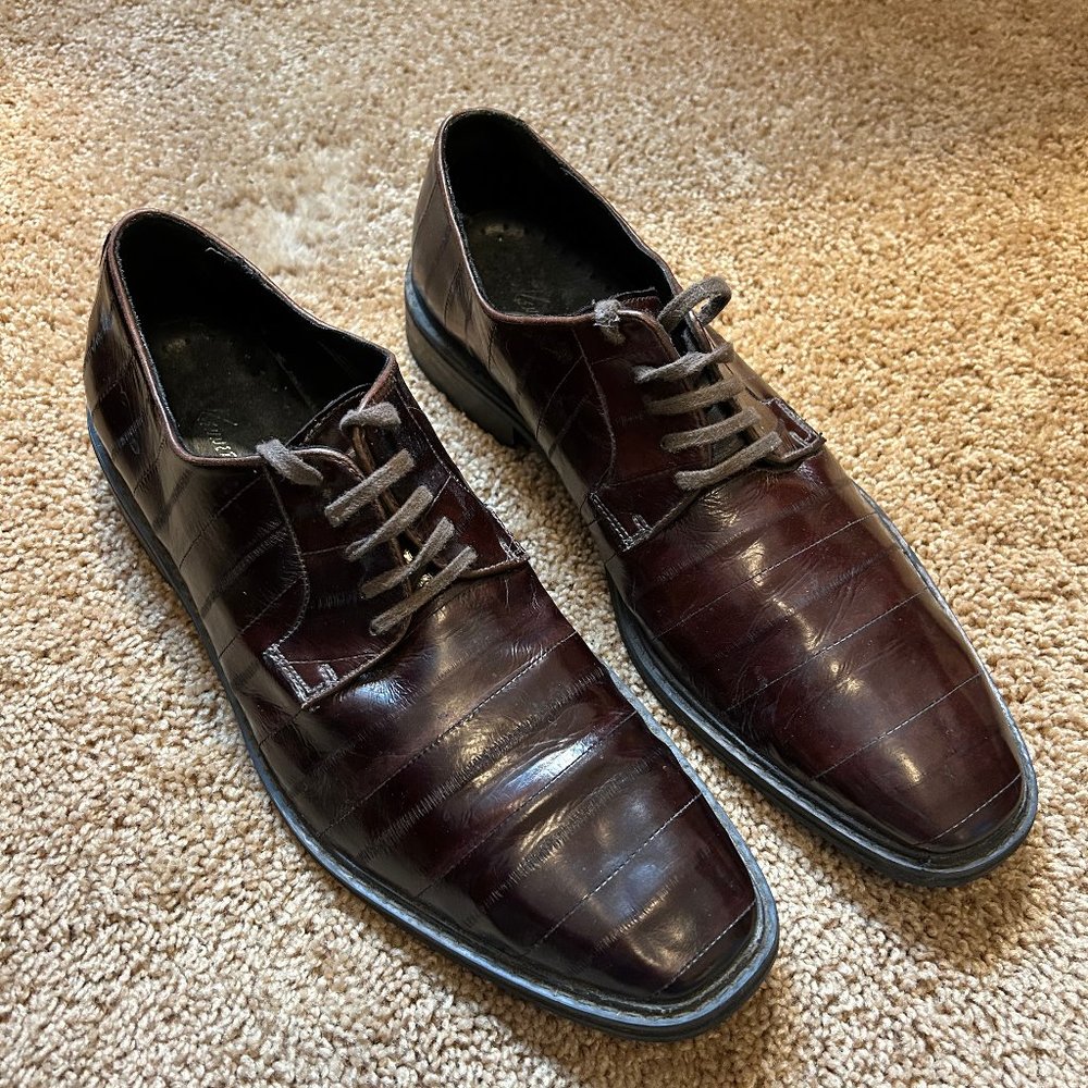 Kenneth Cole Reaction mens 11 ox blood brown derby dress shoes leather panel